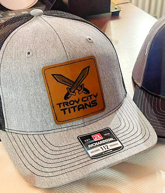 TC Titan Richardson 112 Trucker Hat w Leatherette Patch - Heather/Black